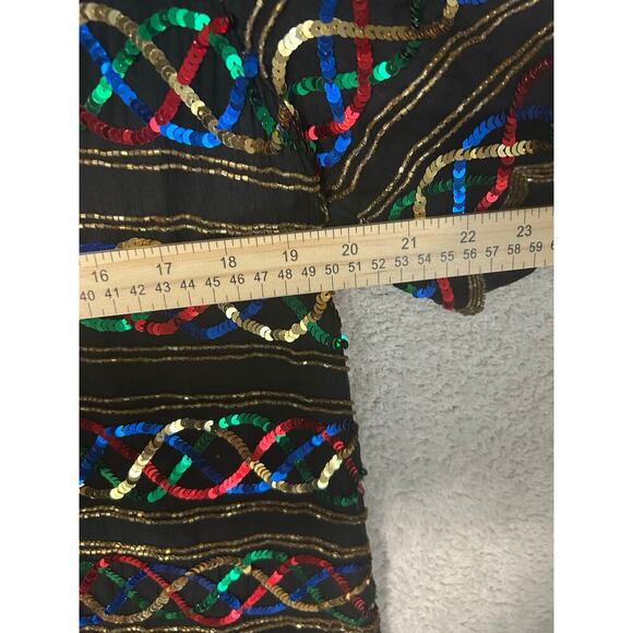 LAURENCE KAZAR Women's Blouse Short Sleeve Sequin Embellished 100% Silk.Size 1X - Picture 2 of 6